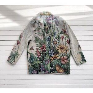 tapestry jacket 90s vintage Painted Pony cottagecore floral‎ woven blanket coat